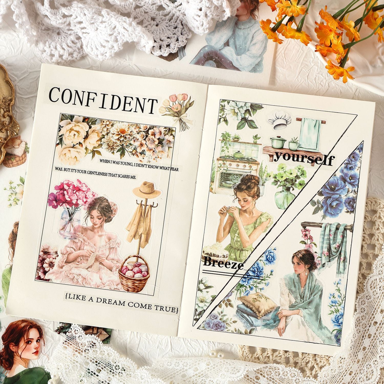 20 Sheets Flower Girl Stickers Book YMHM