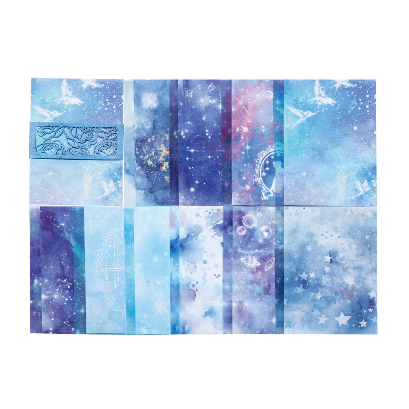 20 Pcs Aquarelle Dreamland Mixed Paper Pack - Blue