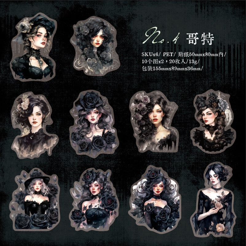 20 Pcs Vintage Lady Stickers SMCX
