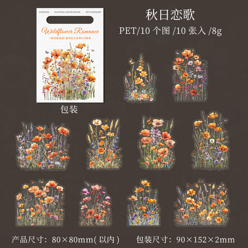 10 Pcs Wildflower PET Stickers YHDLM