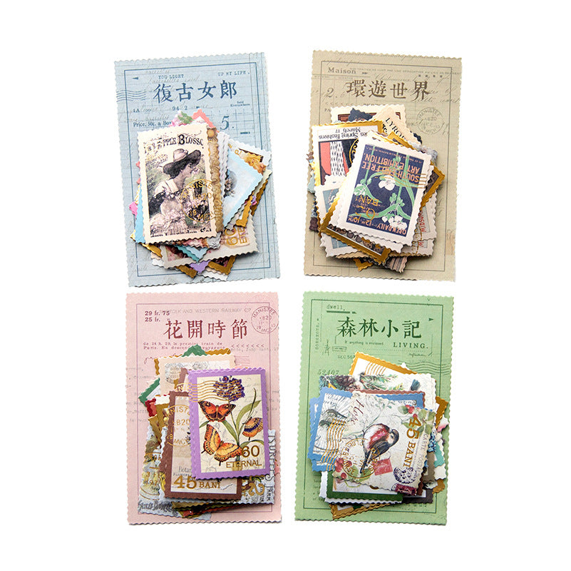 40 Pcs Vintage Post Stamp Washi Stickers YJLX