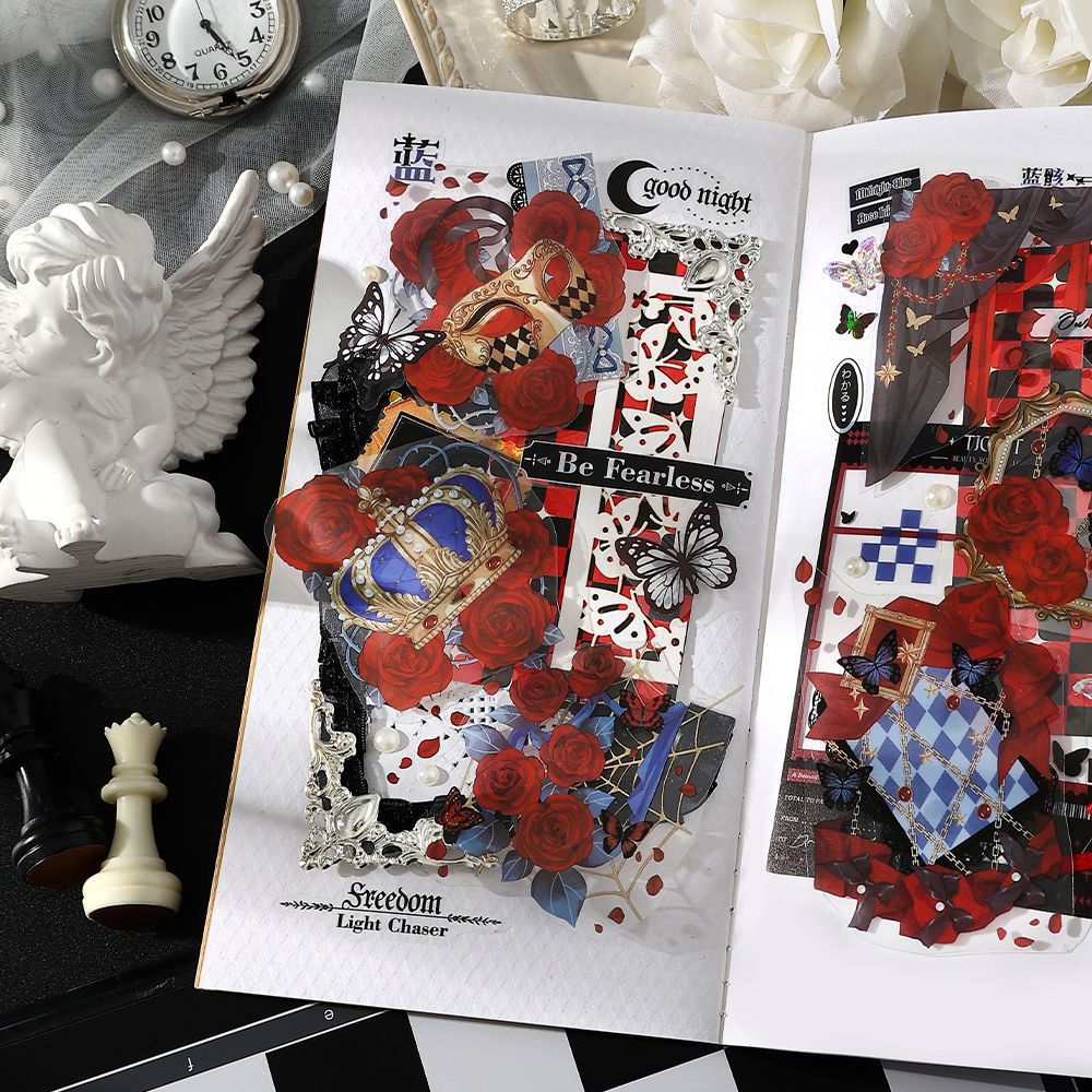 6 Pcs Rose Theme PET Stickers MGZS