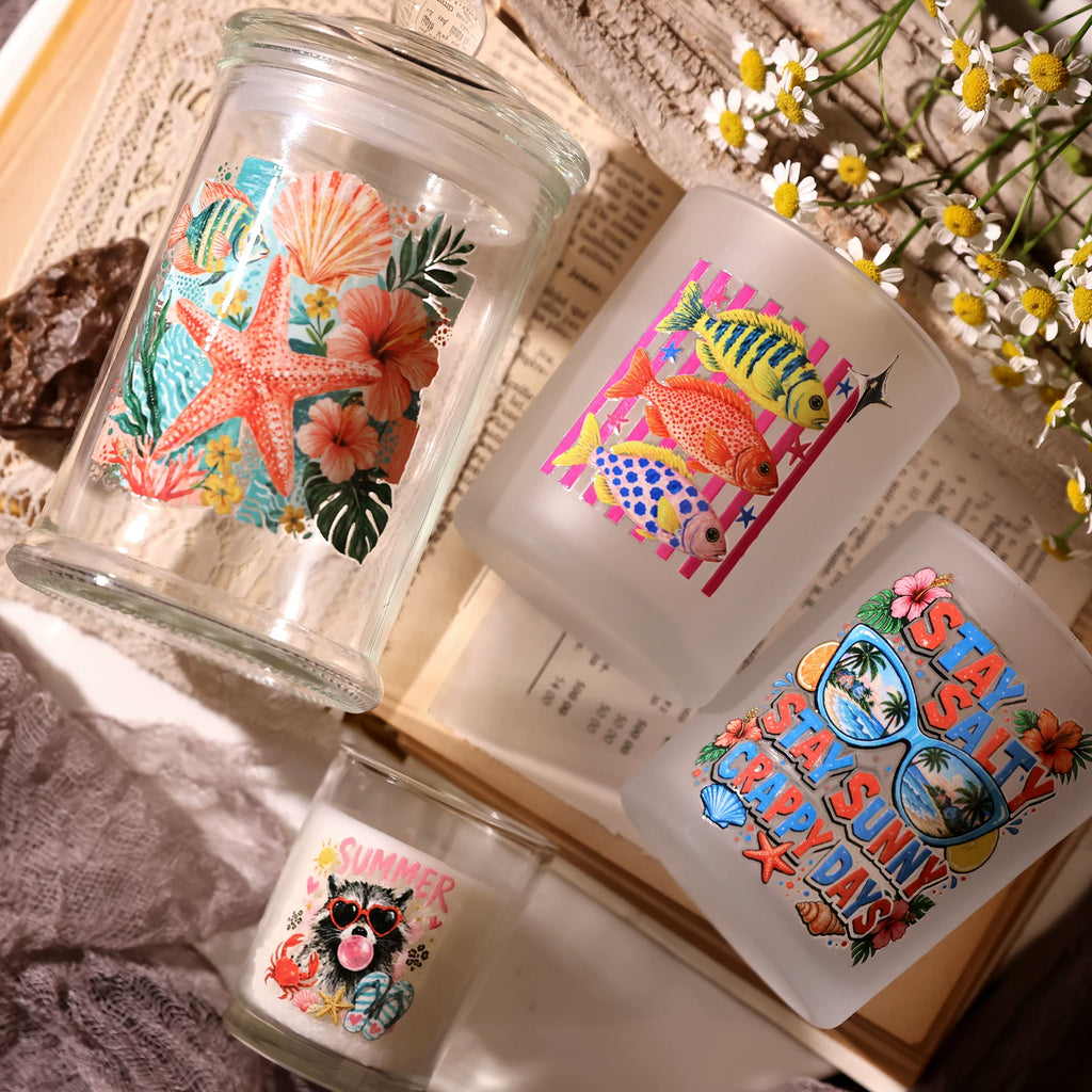 2 Sheets Waterproof Rub on Stickers - Summer