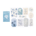 30 Pcs Vintage Indigo Botanical Letterpress Paper