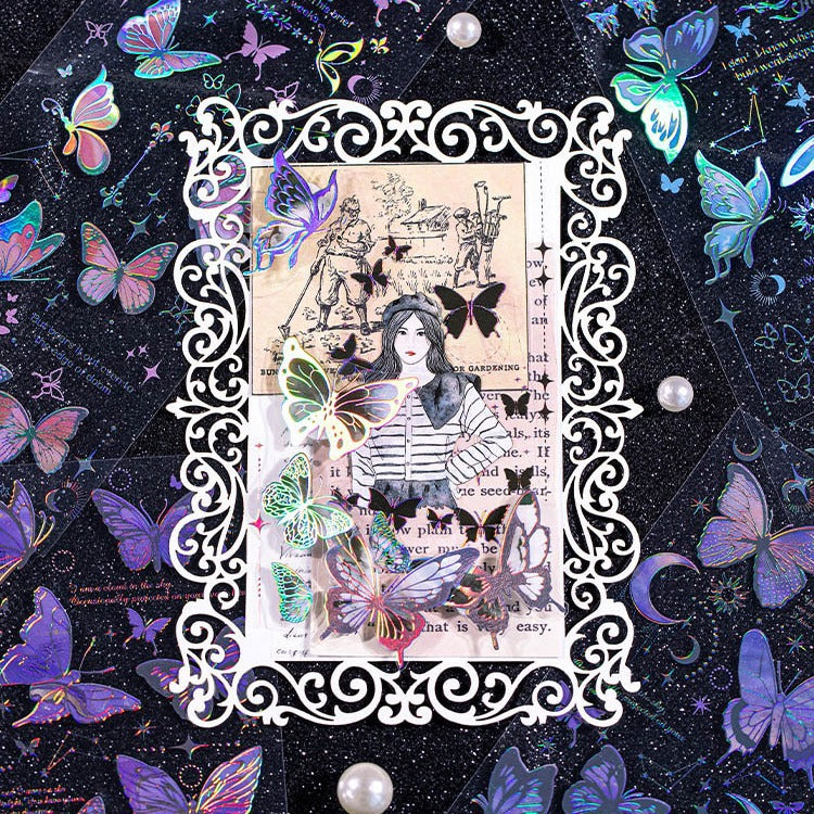 2 Pcs Butterfly PET Stickers FMXD