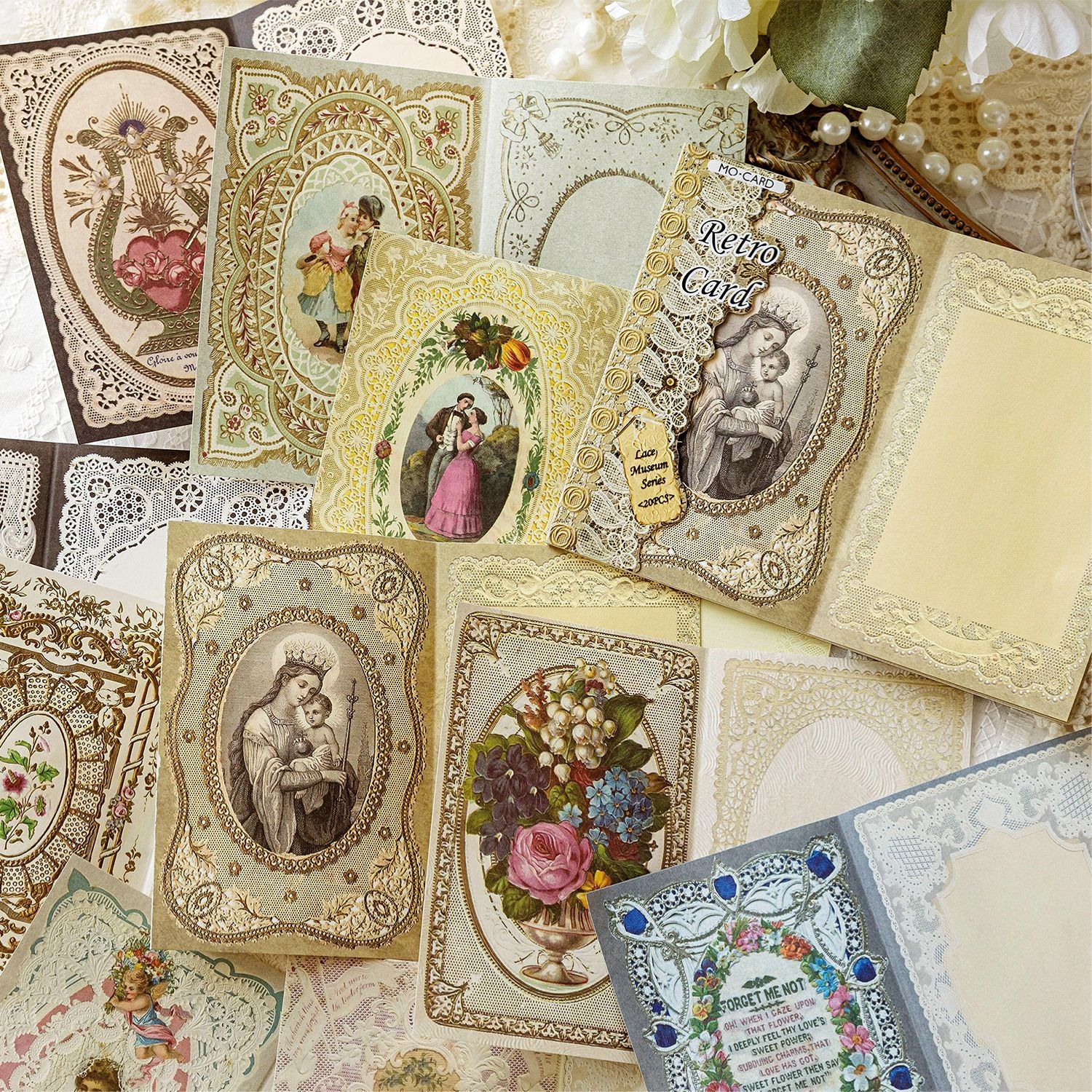 20 Sheets Vintage Lace Scrapbook Paper LSBWG