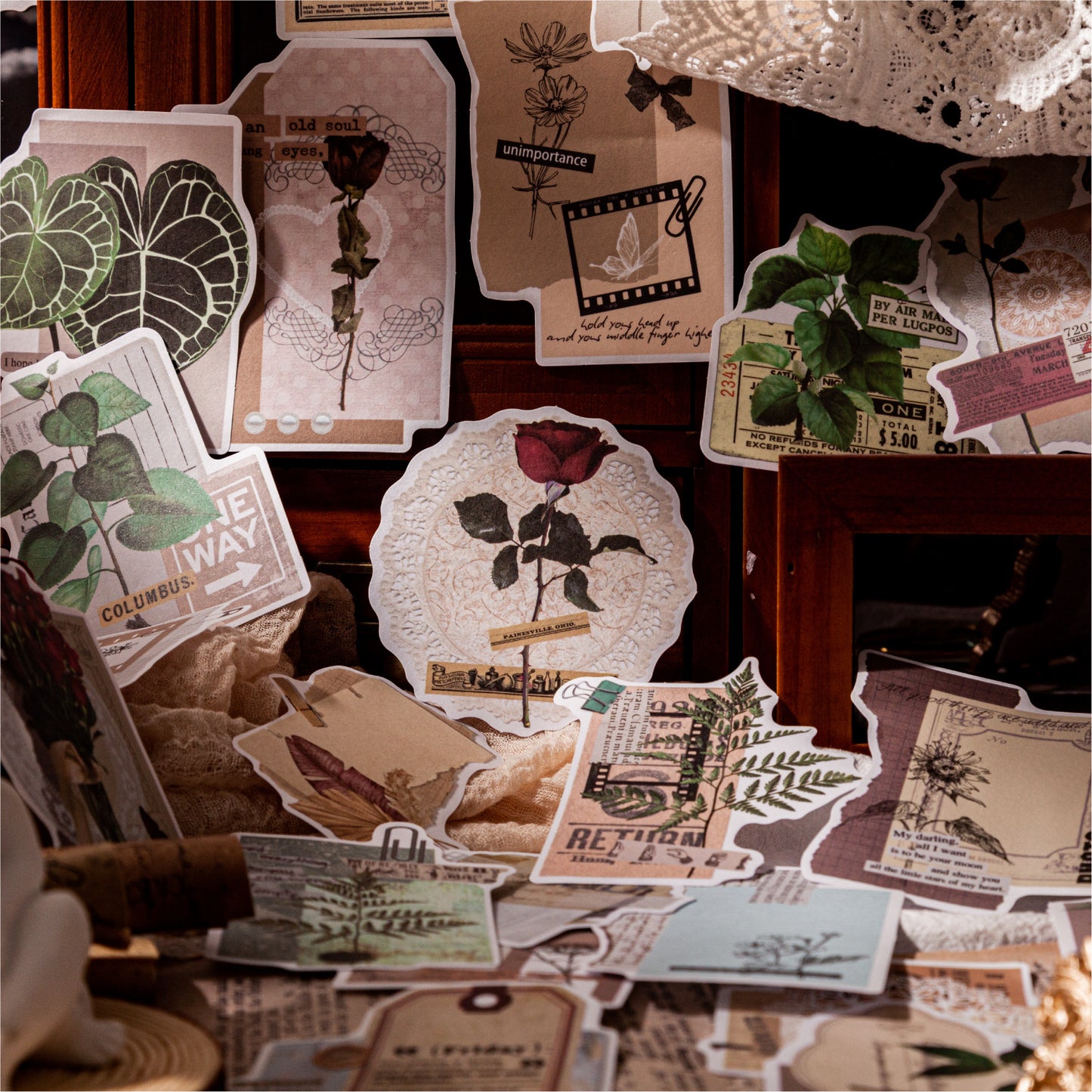 30 Pcs Vintage Plant Collage Stickers YCXL