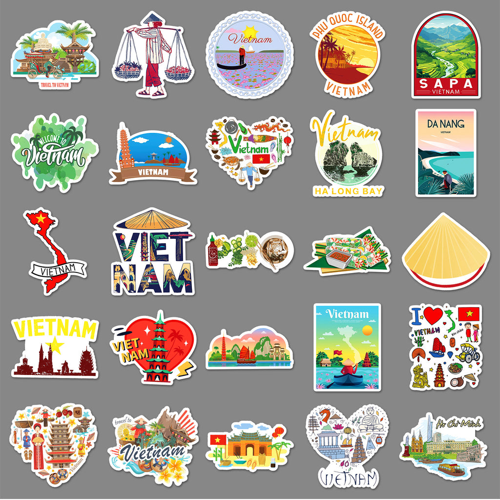 50Pcs Vietnam Travel Vinyl Stickers TRV17