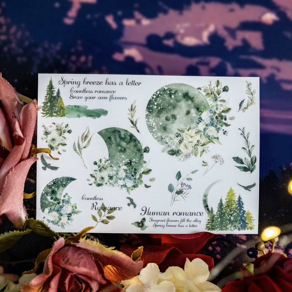 2 Sheets Moon and Flower Transfer Stickers YSZM
