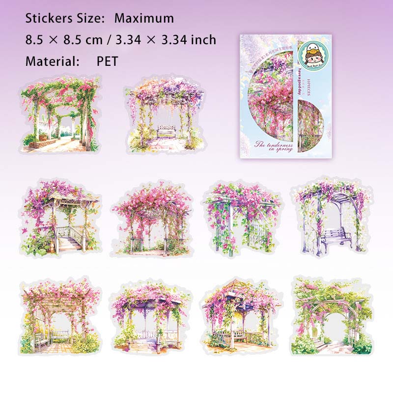 10 Pcs Garden Theme PET Stickers CTLWR
