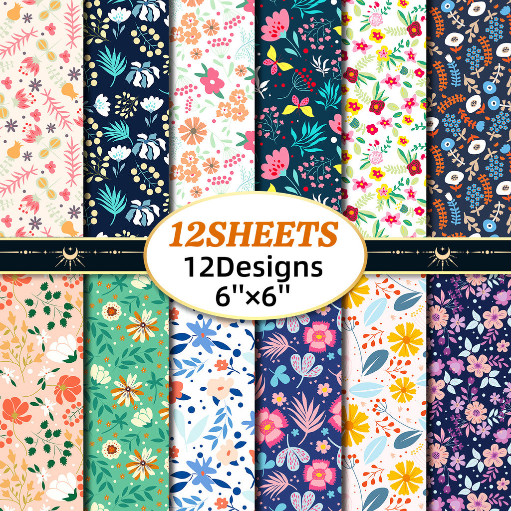 6 inch Boho Floral Scrapbook Paper Pad PA268