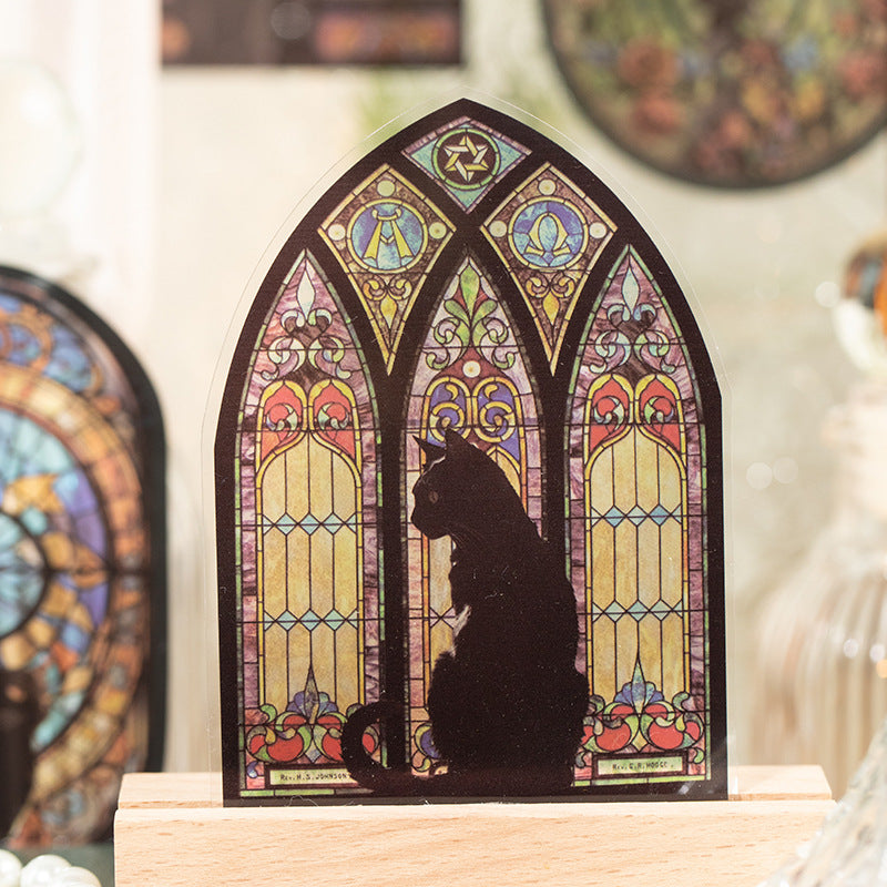 10 Pcs Vintage Windows Cat PVC Stickers AYMY