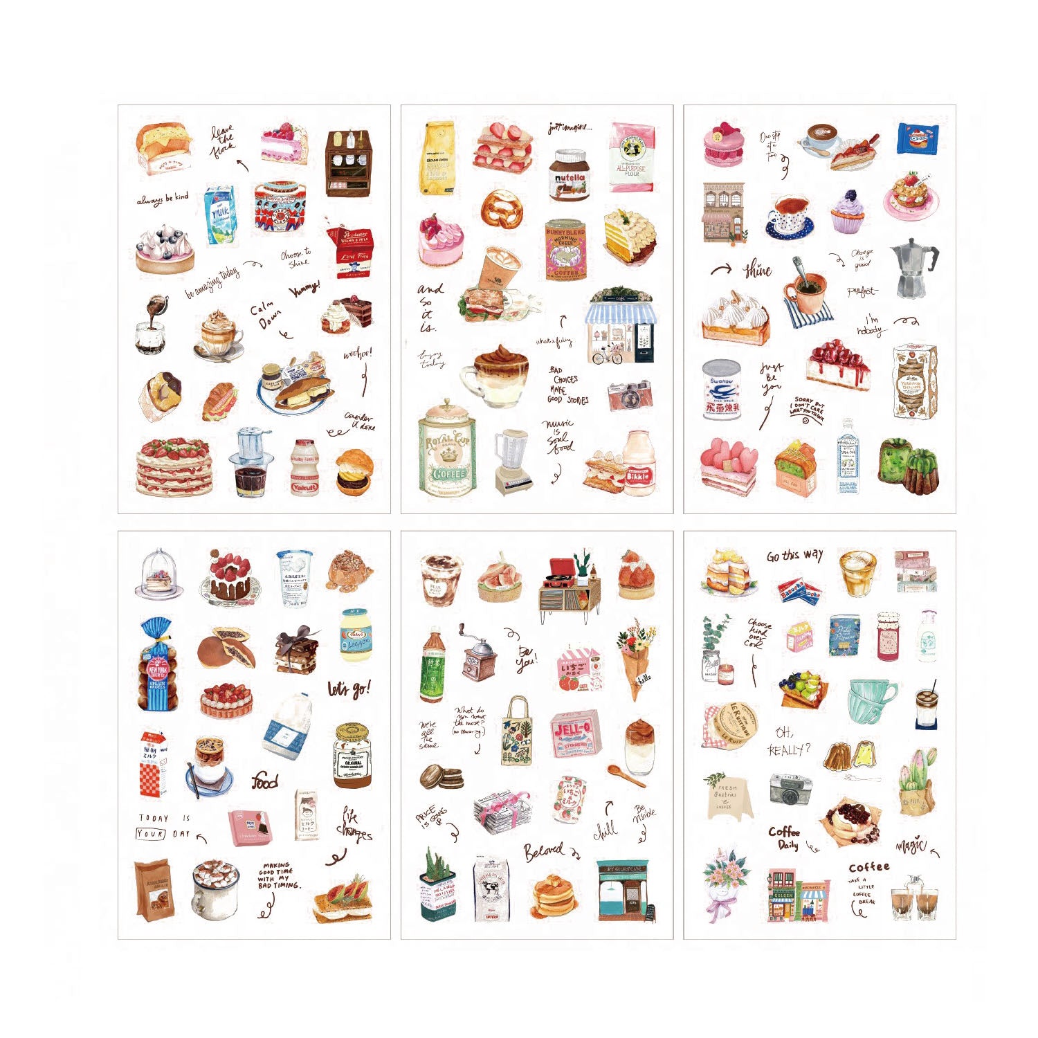 6 Pcs Everyday Journal PET Stickers - Dessert