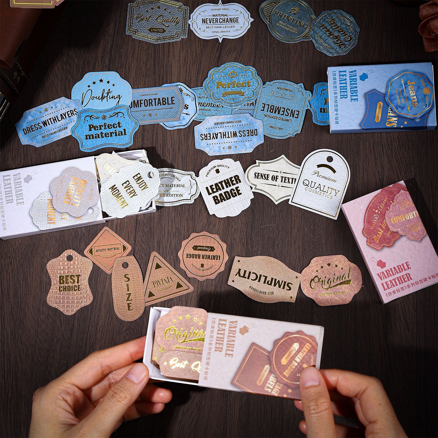 20 Pcs Vintage Leather Theme Label Stickers FPBQ