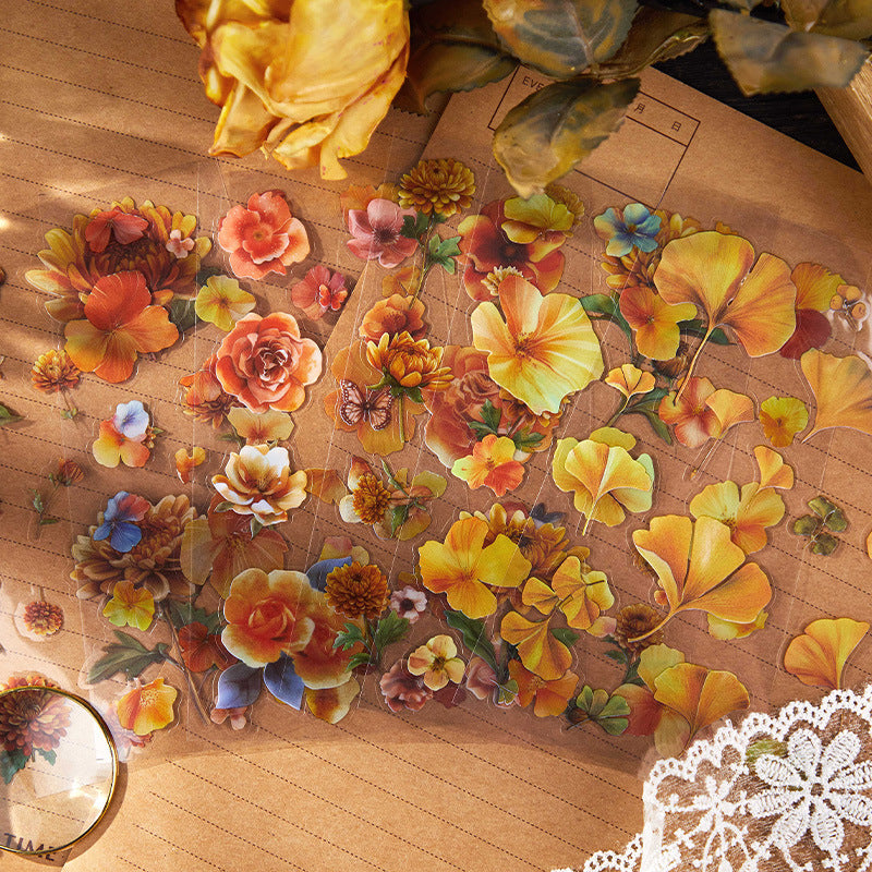 20 Sheets Flower Green Leaf PET Stickers Book LJHJ