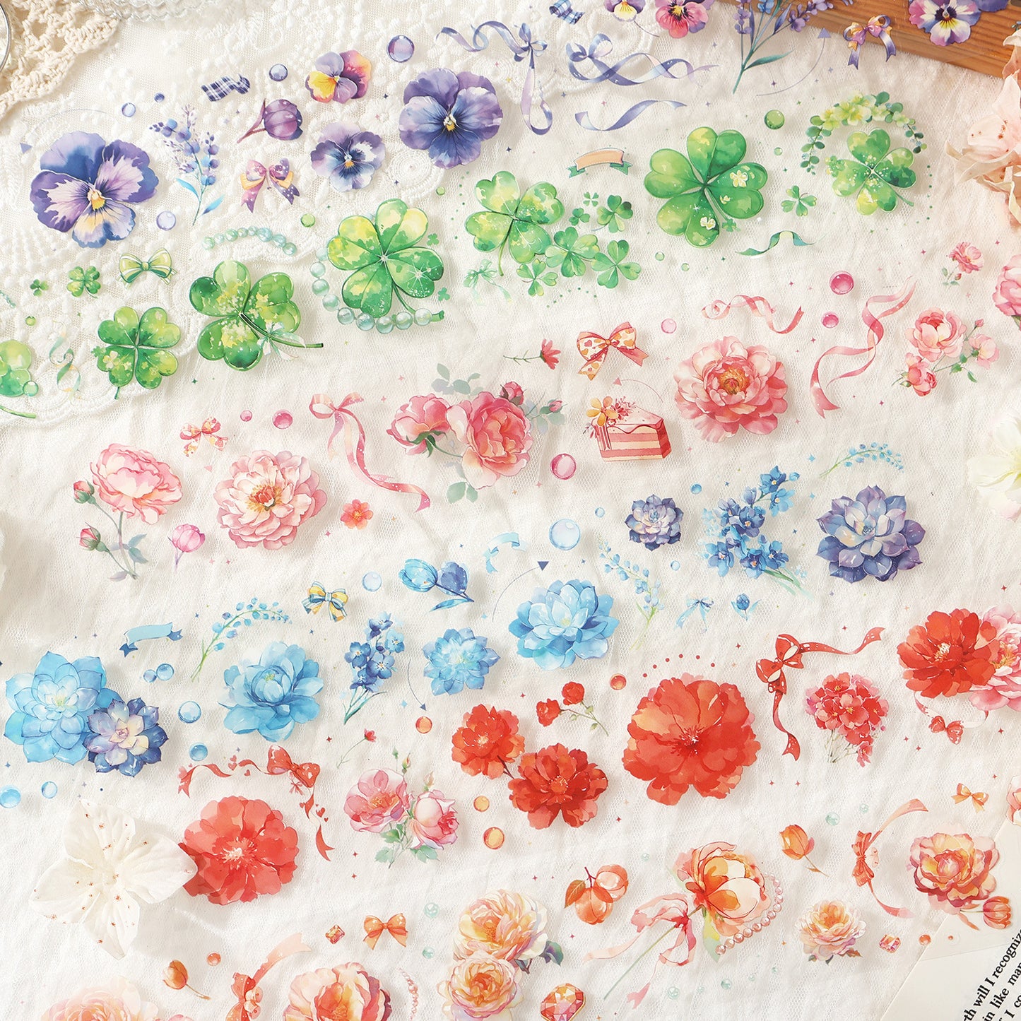 6 Sheets Flower PET Stickers HSJJ