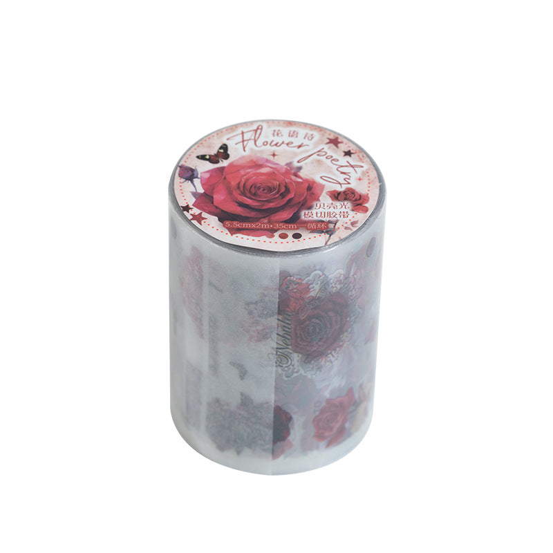 1 Roll Rose Theme Pre-cut PET Stickers Tape MGD