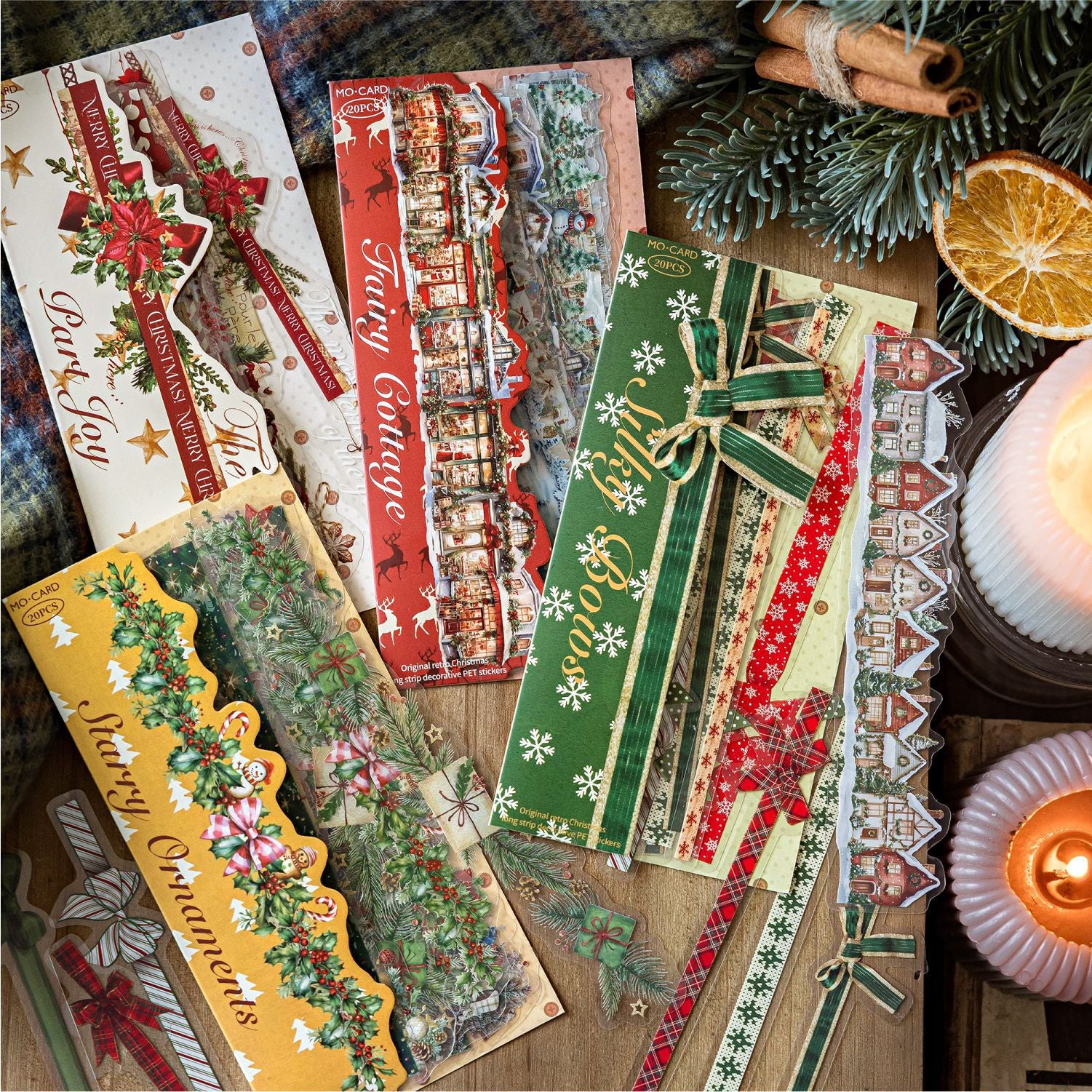 20 Pcs Christmas Theme PET Stickers XHSD