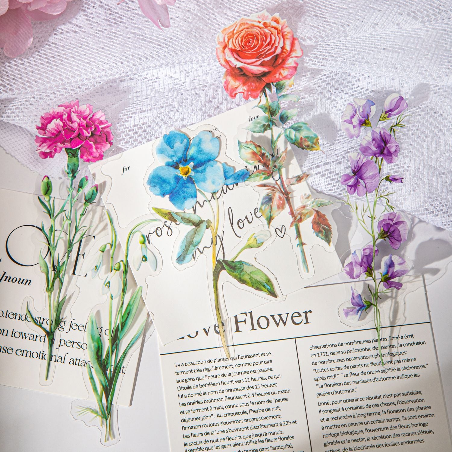 10 Pcs Large Size PET Flower Stickers HMXZ