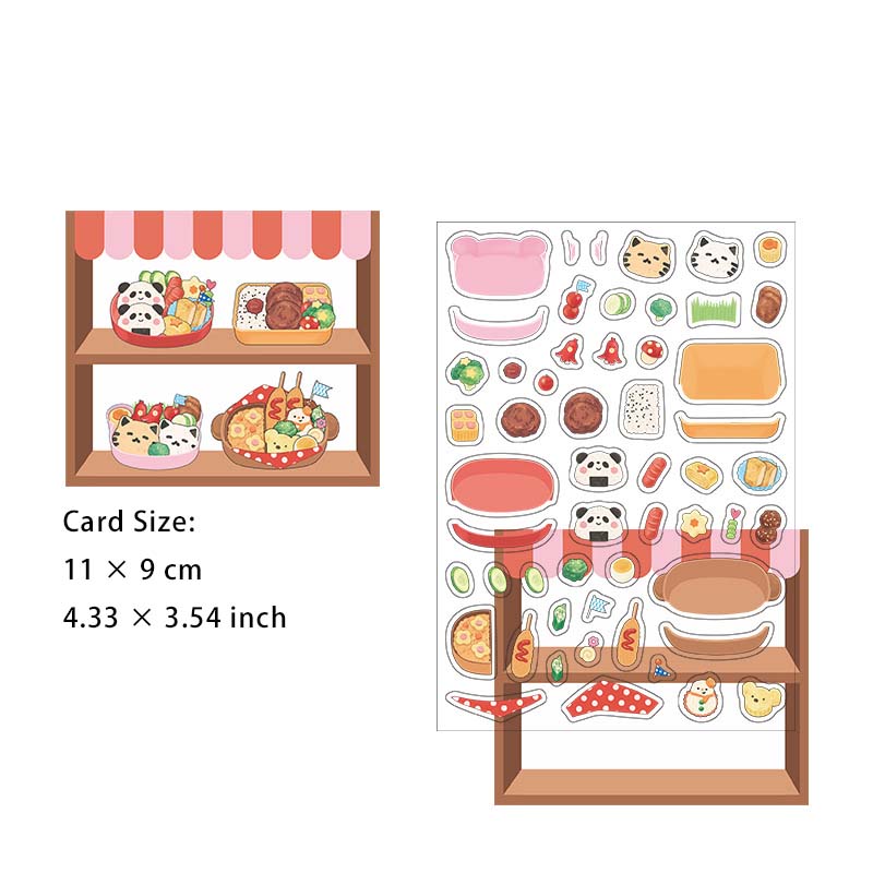 3D Scene Food Shop Card and Stickers Kit