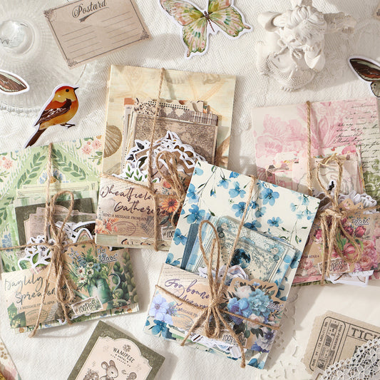 100 Pcs Junk Journal Paper ans Stickers Kit for Starter YFZX