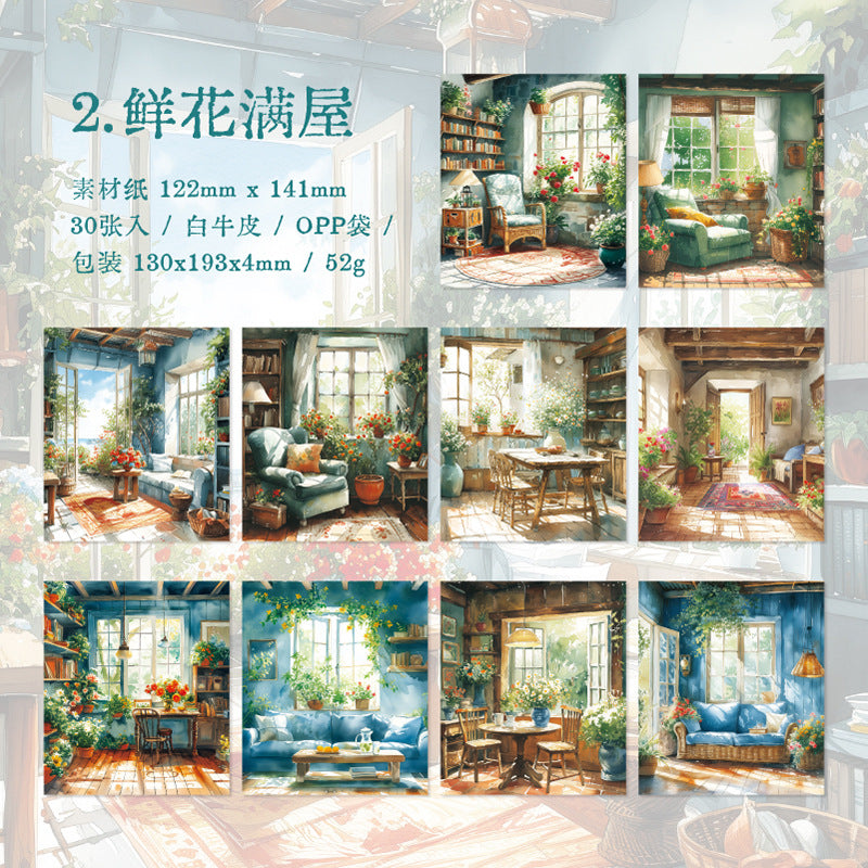 30 Pcs Shop Themed Scrapbook Paper QCJJ