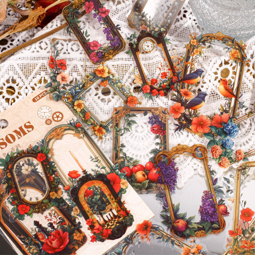 10 Pcs Flower Frame PET Stickers FHXl