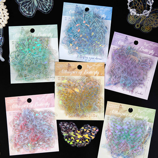 20 Pcs Glitter Butterfly PET Stickers DZYX