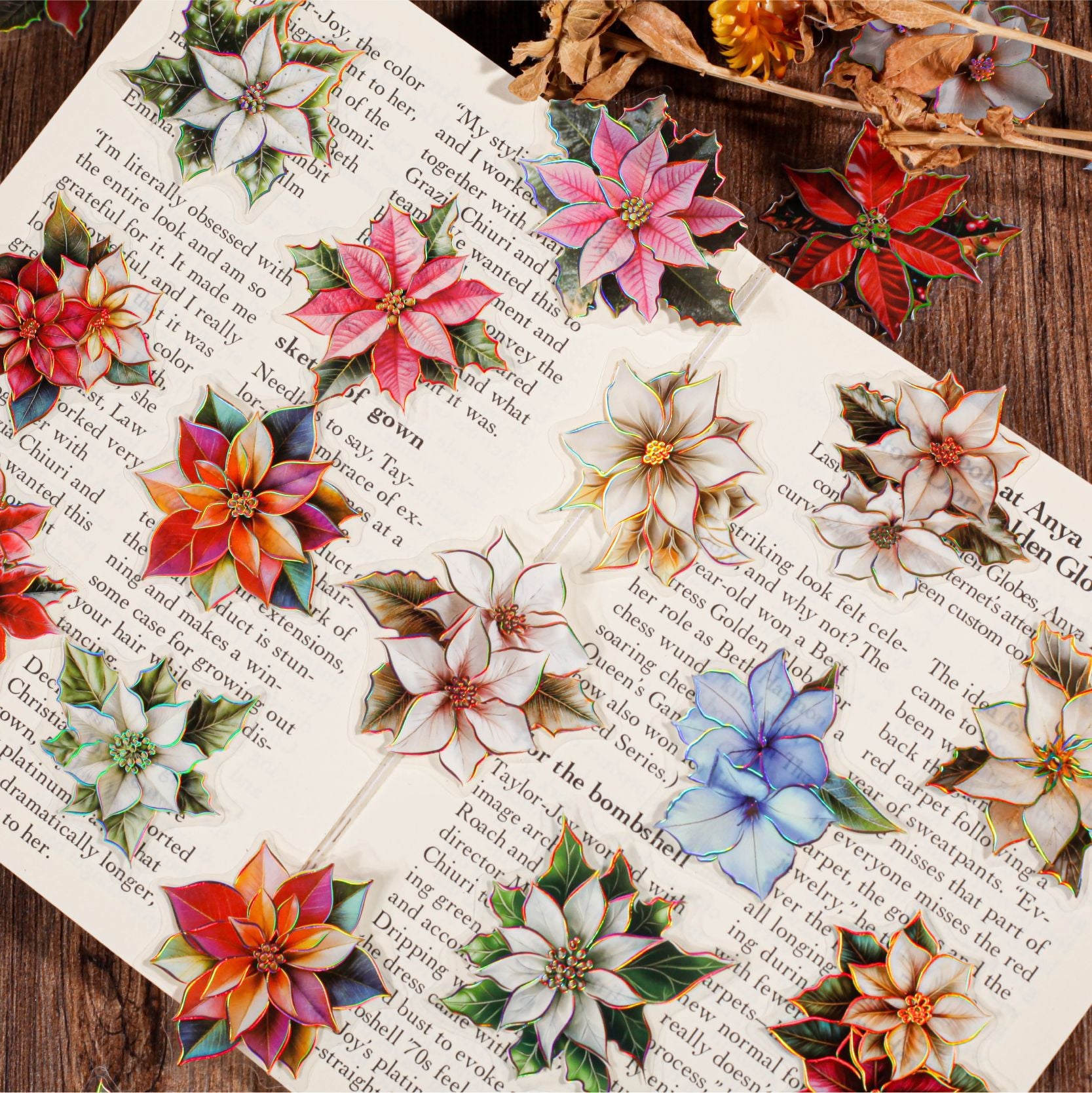 20 Pcs Creative Flower PET Stickers LZXL