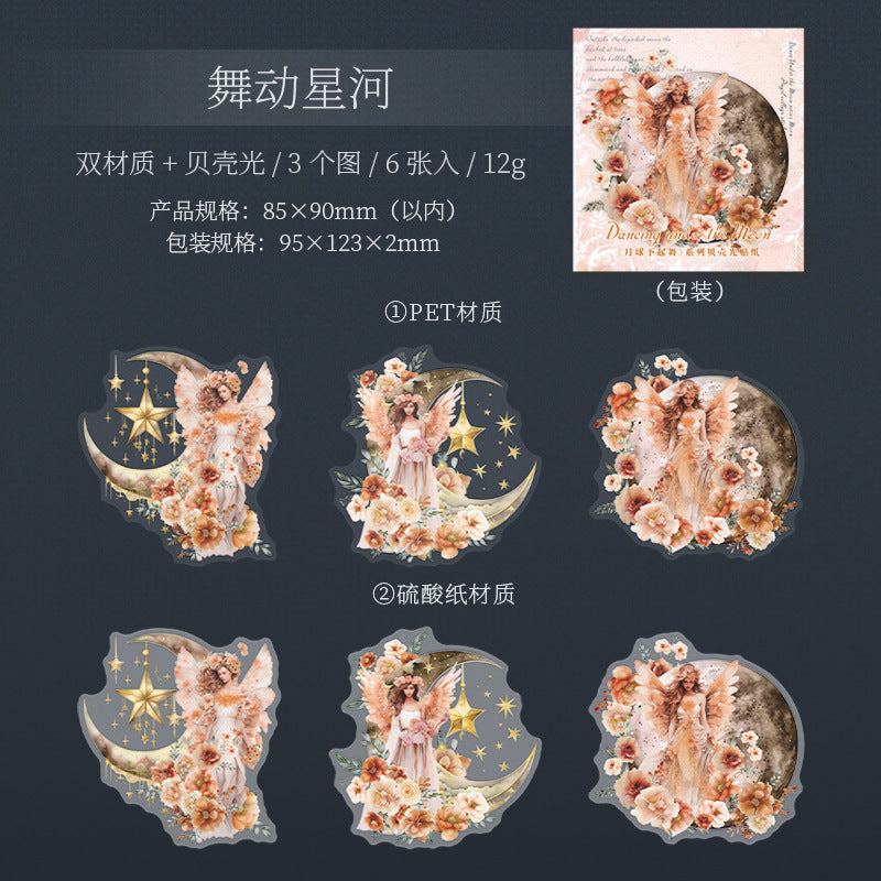6 Pcs Moon Fairy Tale PET Stickers YQXQW