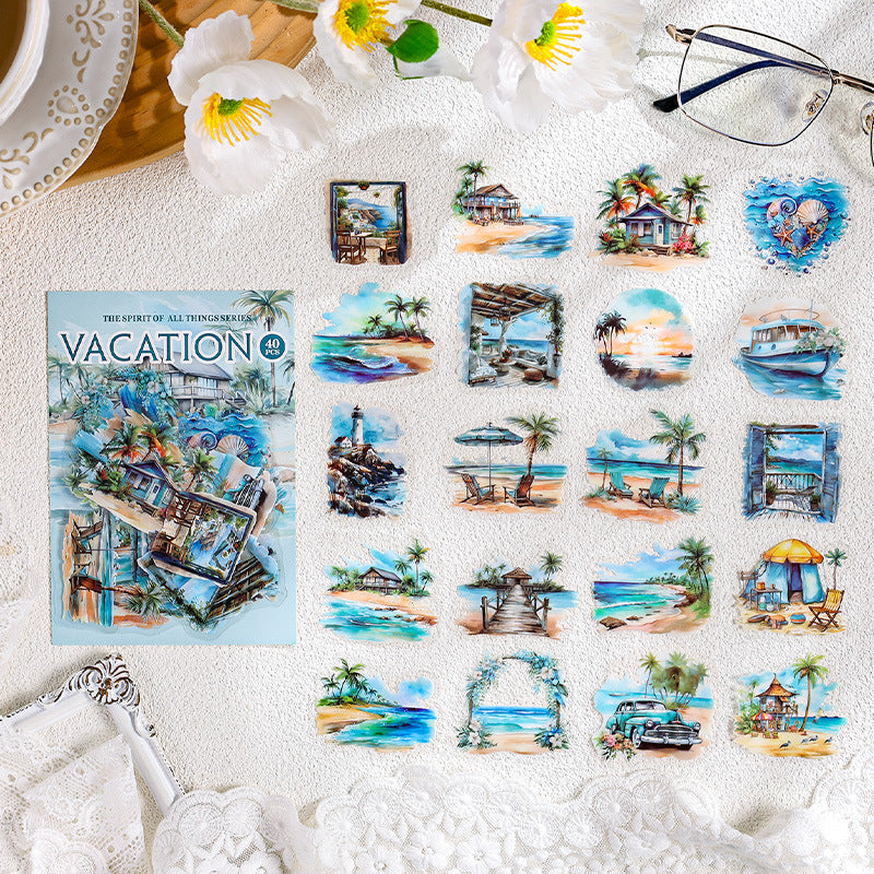 40 Pcs Travel Themed PET Stickers YCJQ