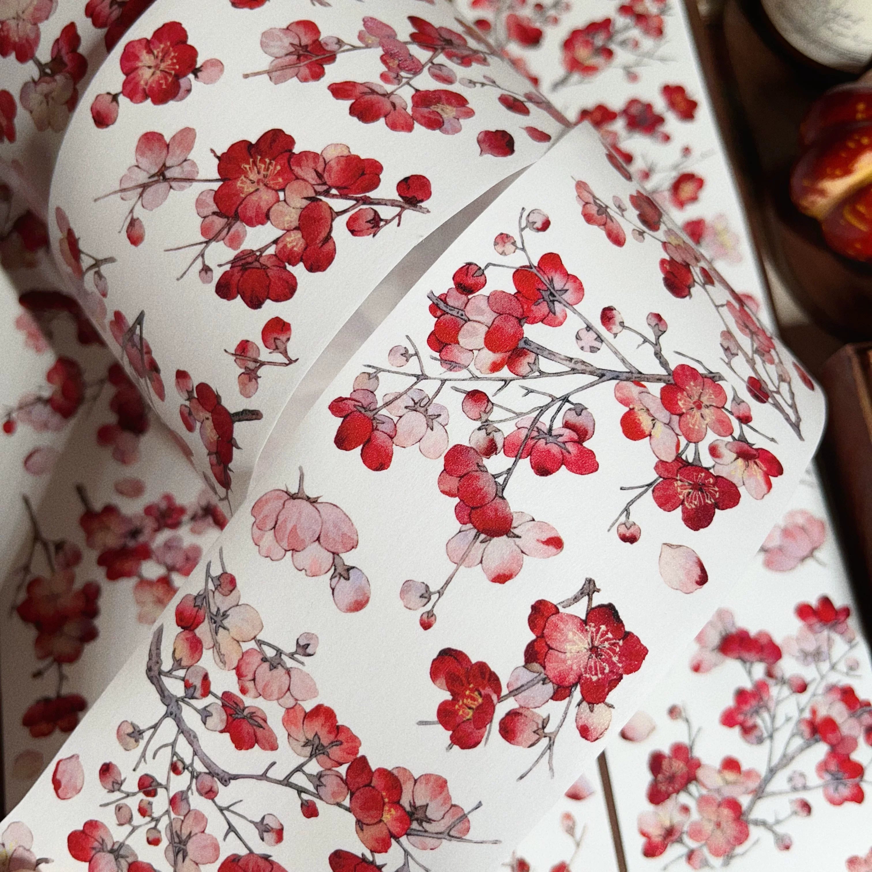Floral Decorative Tape Rolls- Scarlet Plum