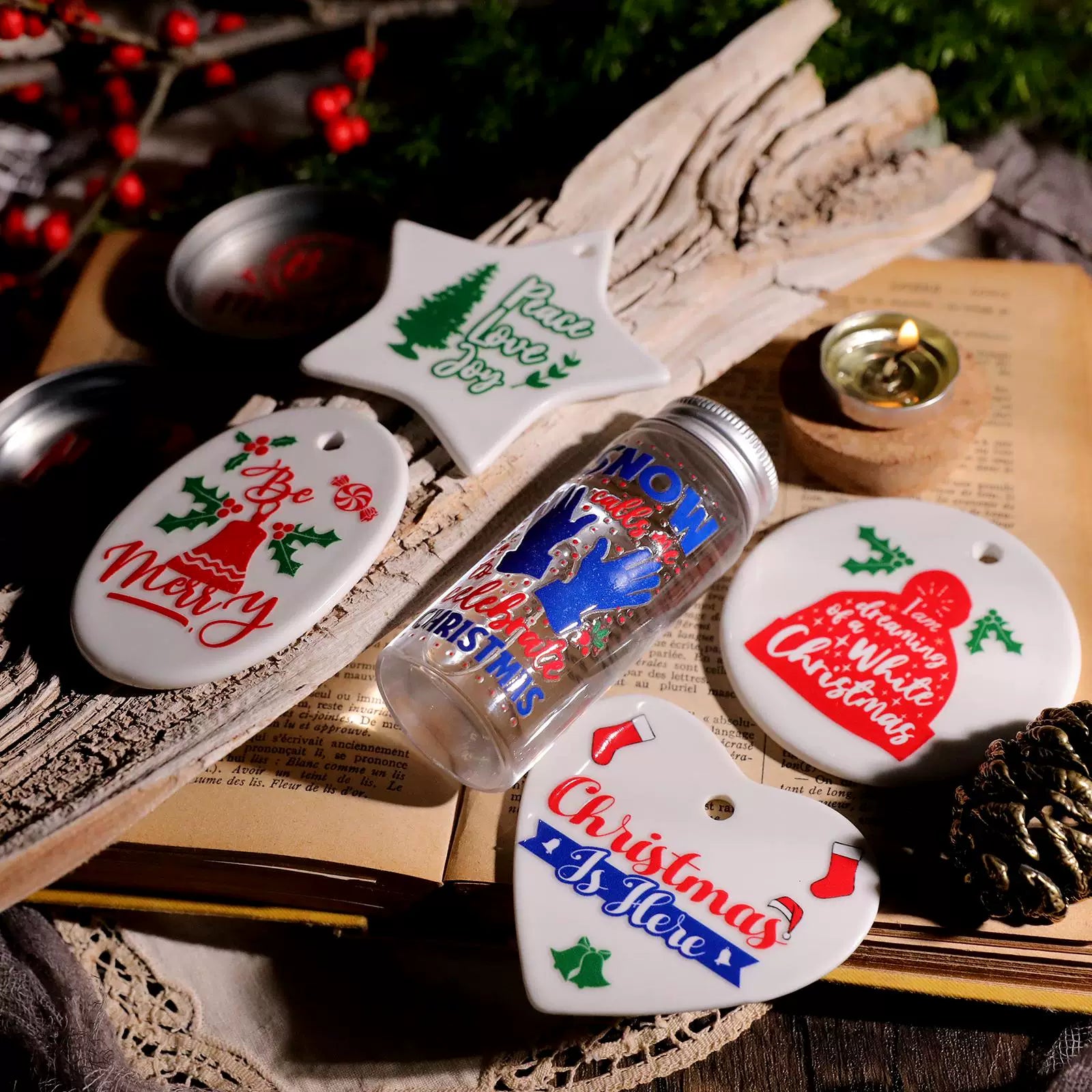 2 Sheets Waterproof Rub on Stickers - Christmas Joy