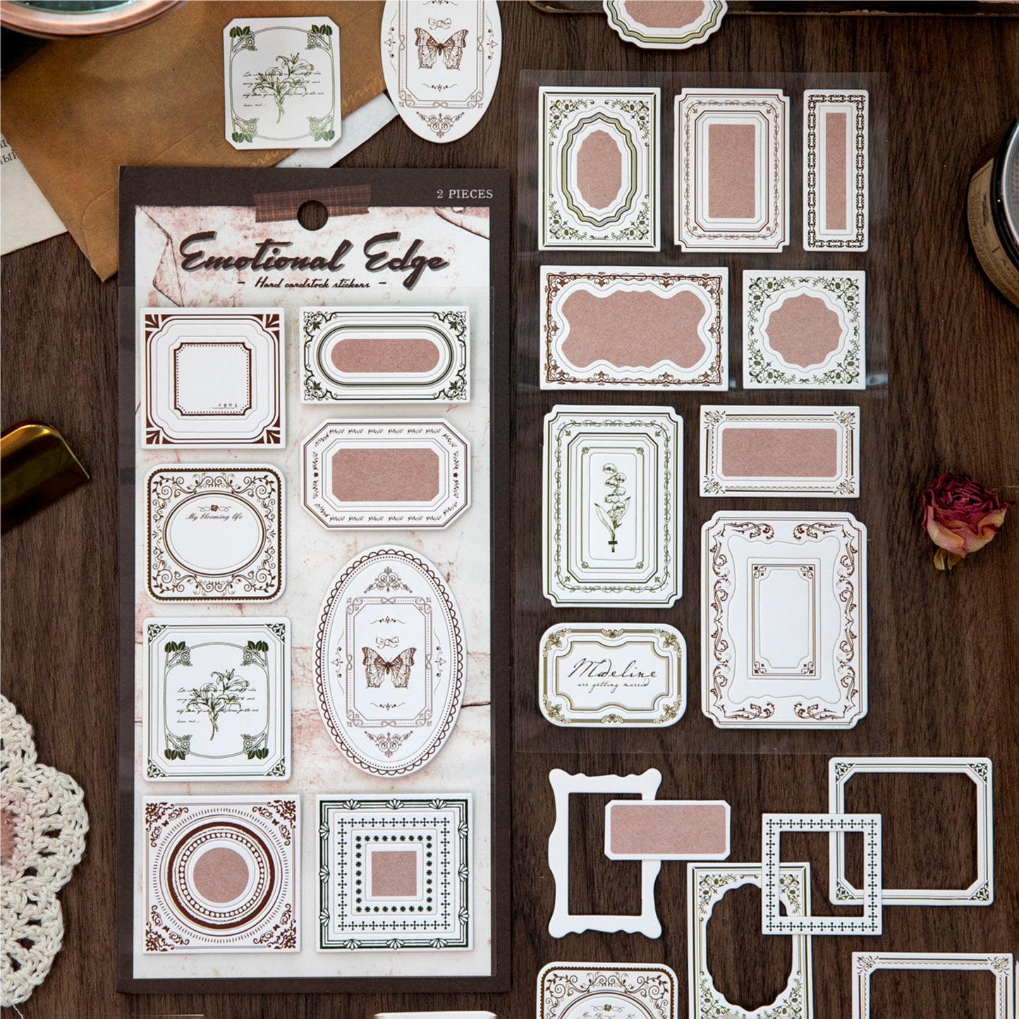 2 Sheets Vintage Journal Stickers QXBY