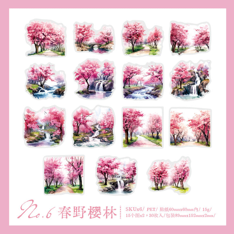 30 Pcs PET Landscape Stickers ZCTLLL