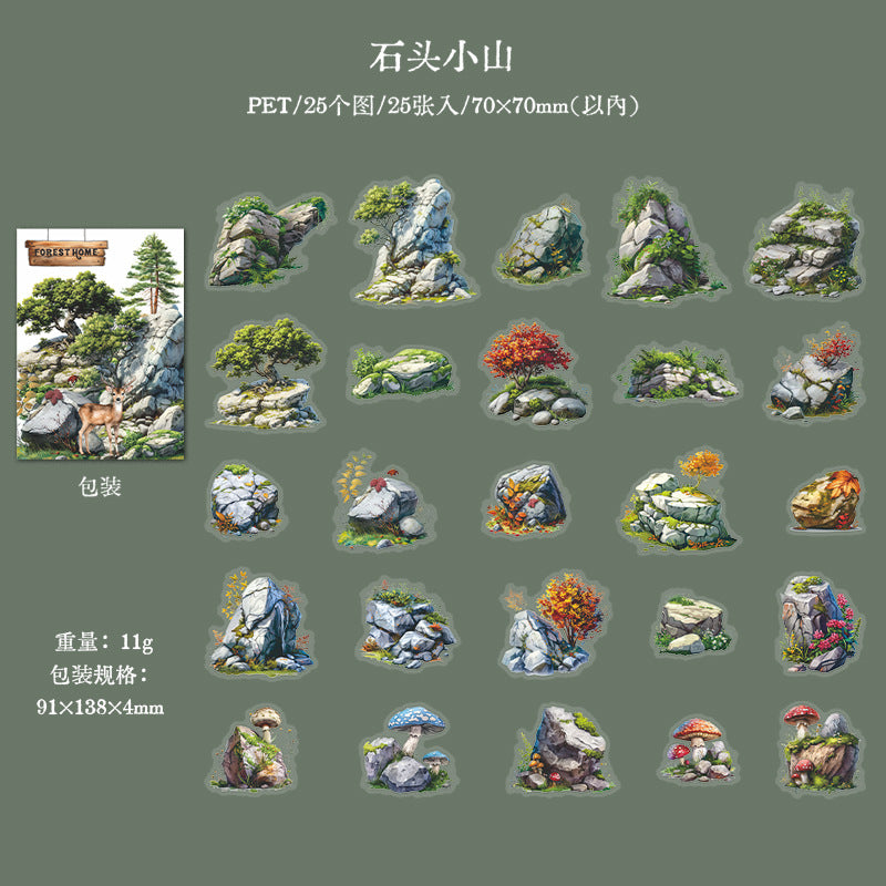 25 Pcs Forest Themed PET Stickers SLZJ