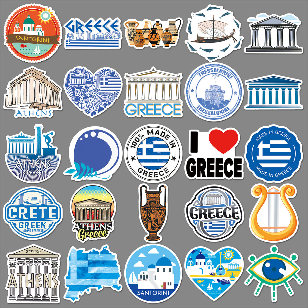 50Pcs Greece Travel Vinyl Stickers TRV14