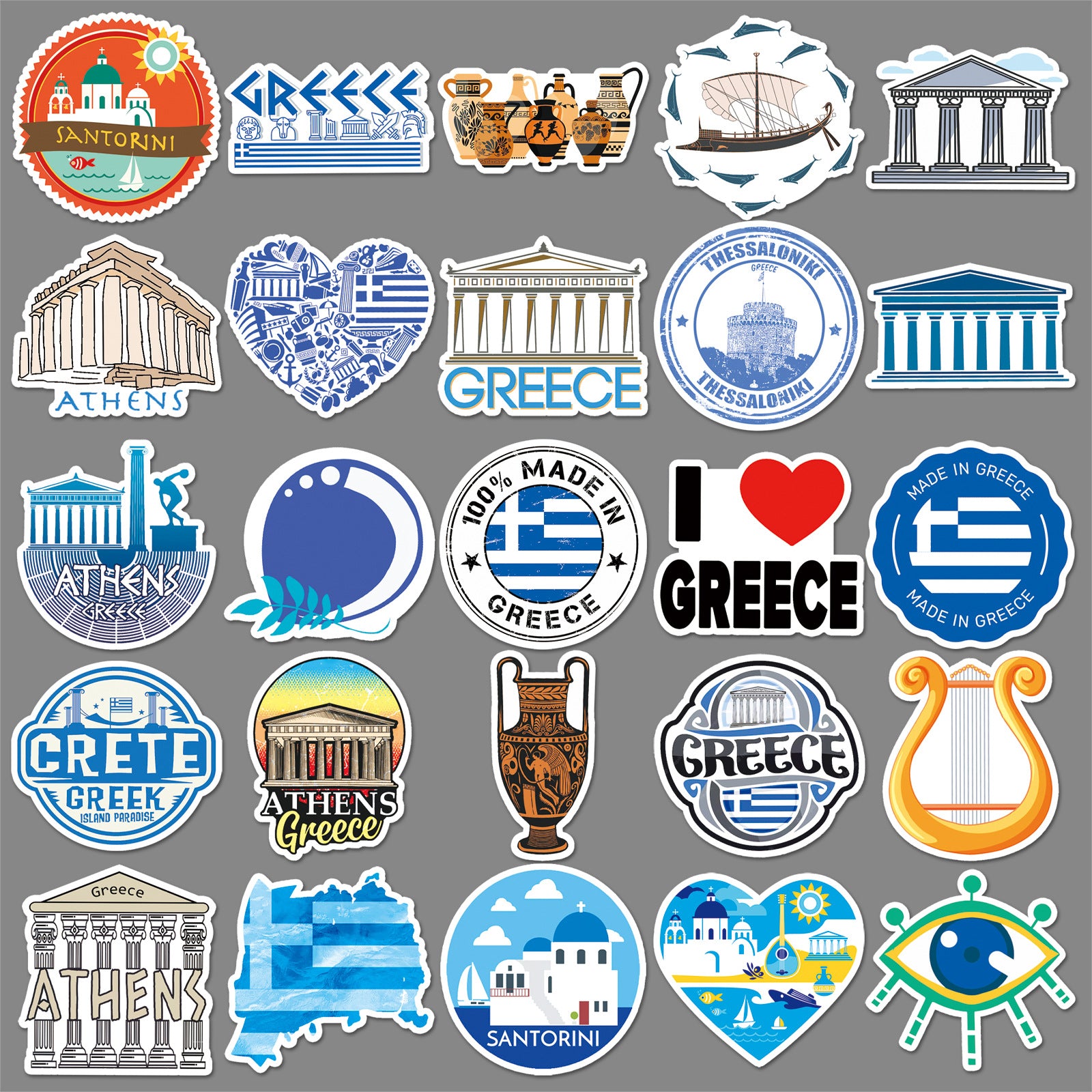 50Pcs Greece Travel Vinyl Stickers TRV14