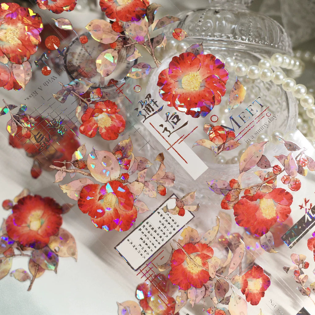 Floral Decorative Tape Rolls- Rouge Stained