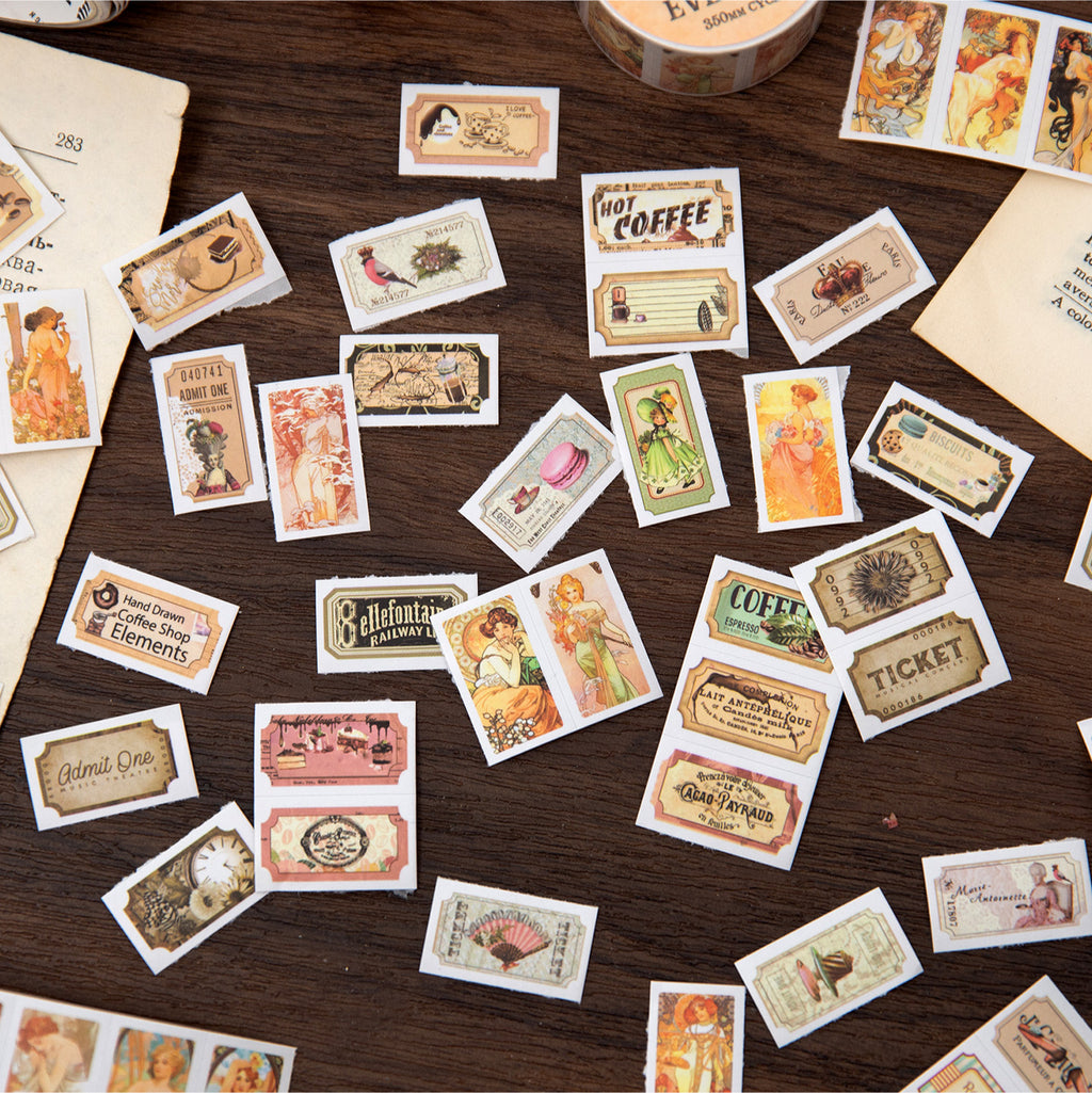 1 Roll Retro Pre-cut Stickers Tape FGRC