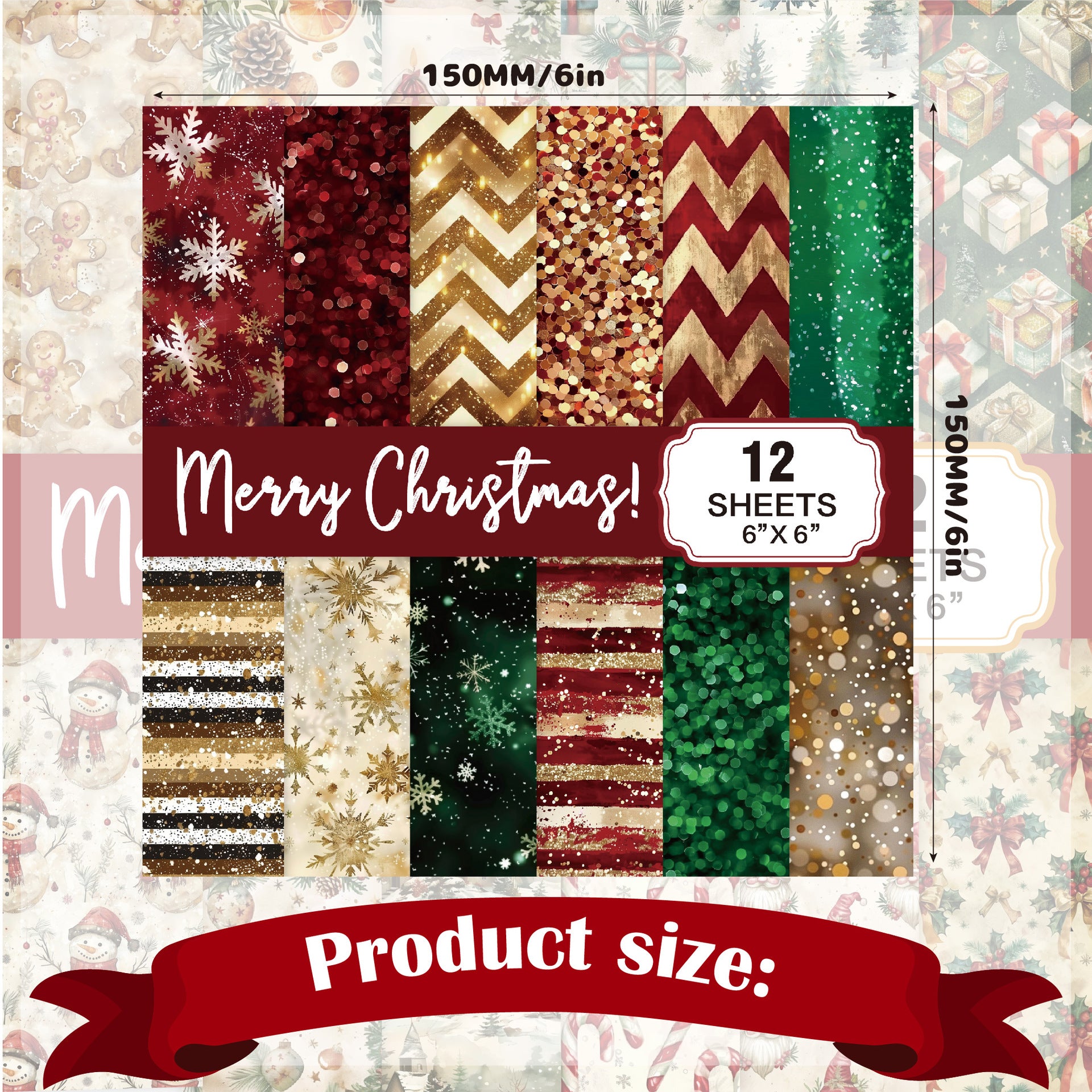 6 inch Christmas Scrapbook Paper Pad PAG56