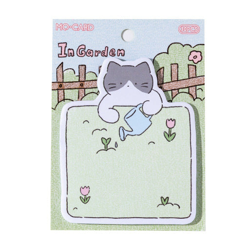 Kawaii Cozy Cat Life Die-Cut Sticky Notes - Garden