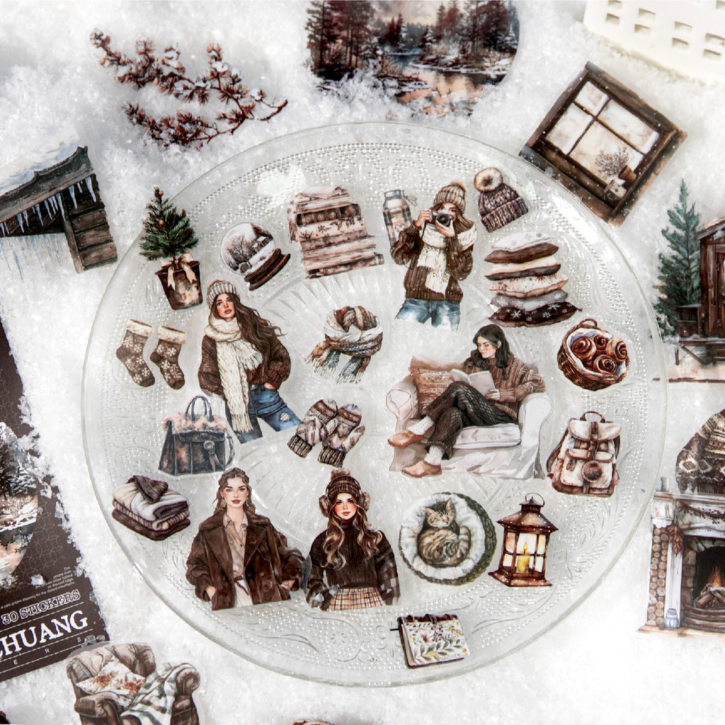 20 Pcs Cozy Winter PET Stickers WNSG