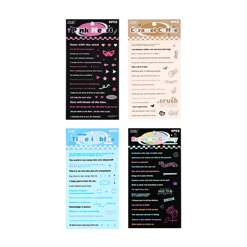 4 Sheets Decorative Word Stickers ZJXS