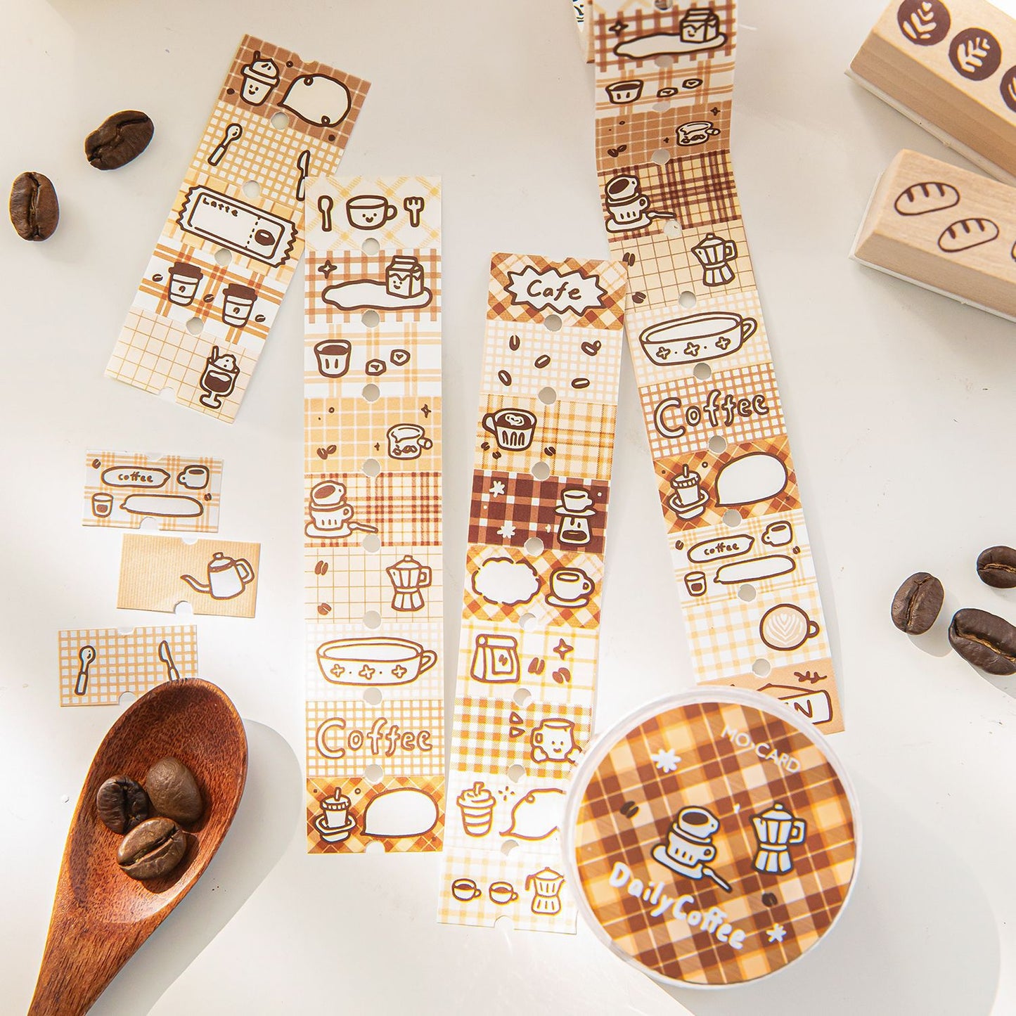 1 Roll Coffee Theme Stickers THeme Tape KFZY