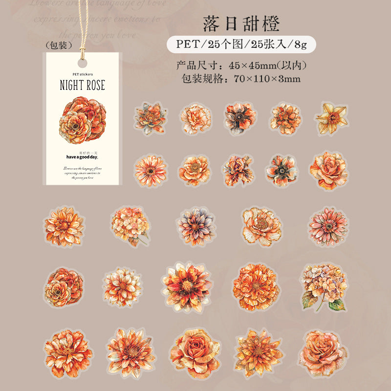 25 Pcs Flower PET Stickers YEQW