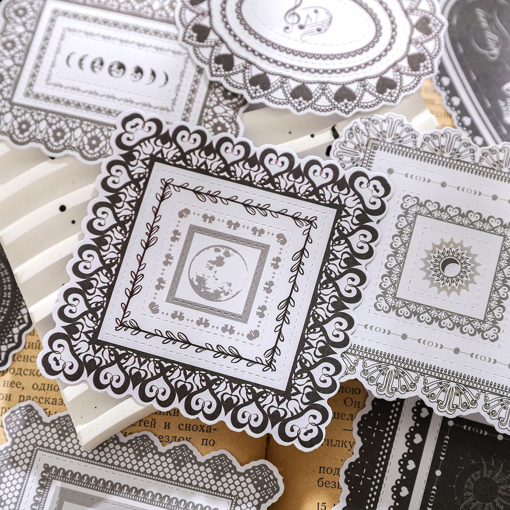 20 Pcs Heart Shape Lace Frame Stickers LSWYJ