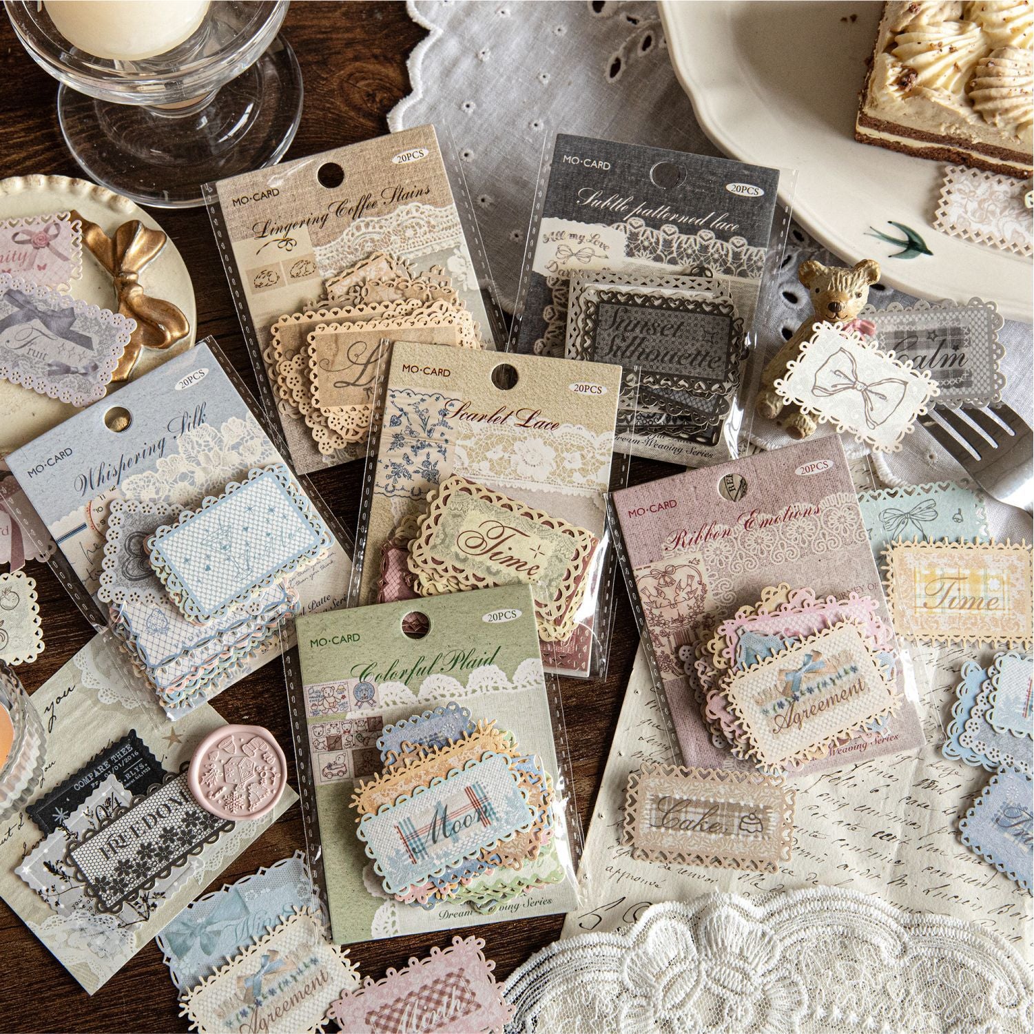 20 Pcs Vintage Lace Label Stickers CWZM