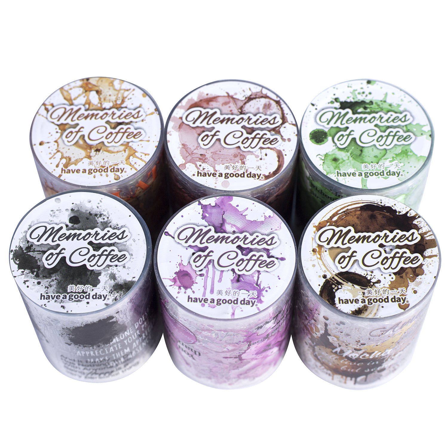 1 Roll Coffee Trace Theme PET Stickers Tape KFDJY