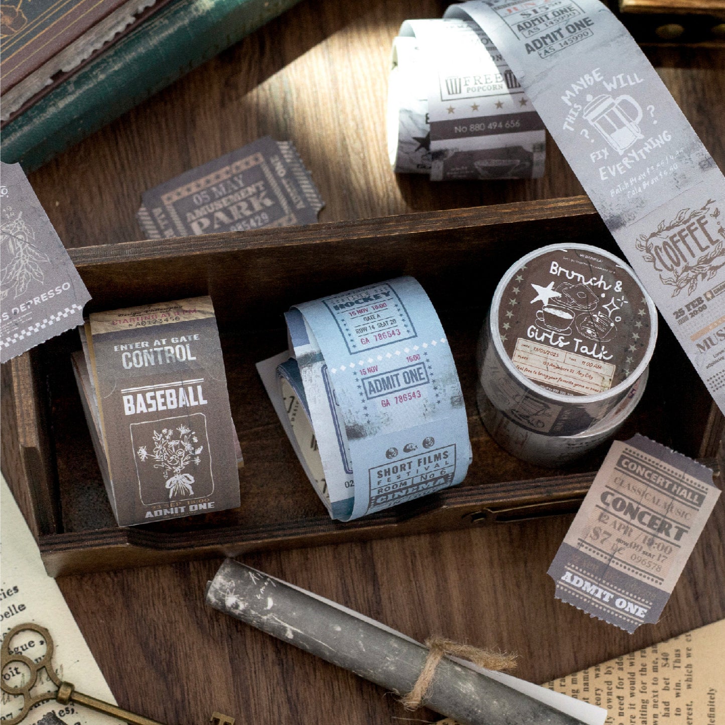 1 Roll Vintage Tickets Stickers XHPJ